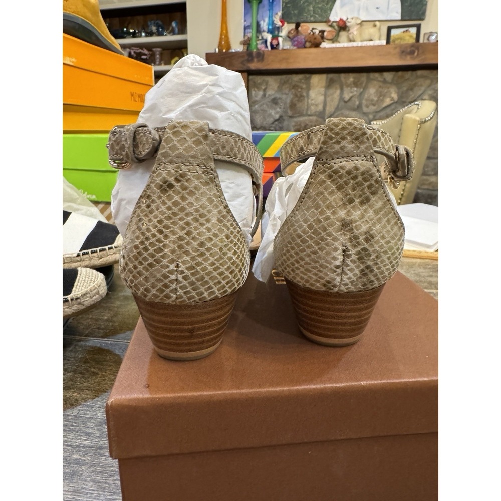 COACH Ingrid Natural Snake Print Leather Thong Wedge Sandals Women's Size 6 - Picture 4 of 14